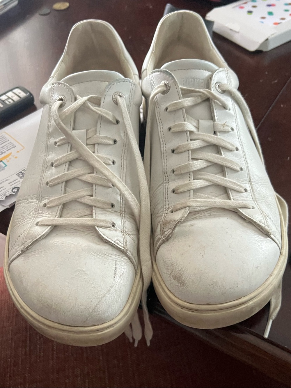 Birkenstock White Leather Men's Lace-Up Sneakers
